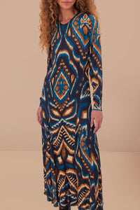 Pineapple print maxi dress - Blue