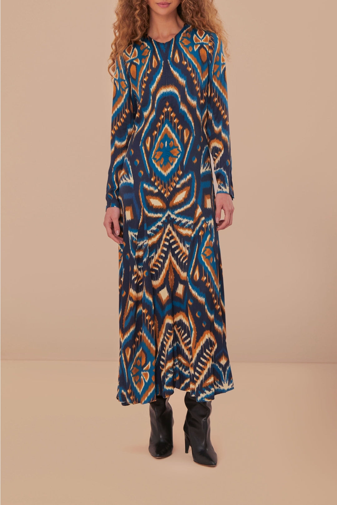 Pineapple print maxi dress - Blue