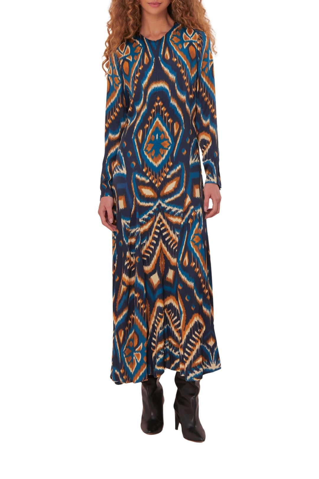 Pineapple print maxi dress - Blue