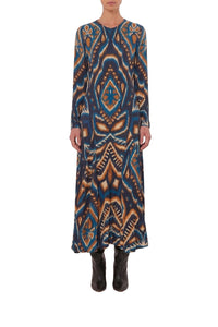 Robe midi à motif d'ananas - Bleu