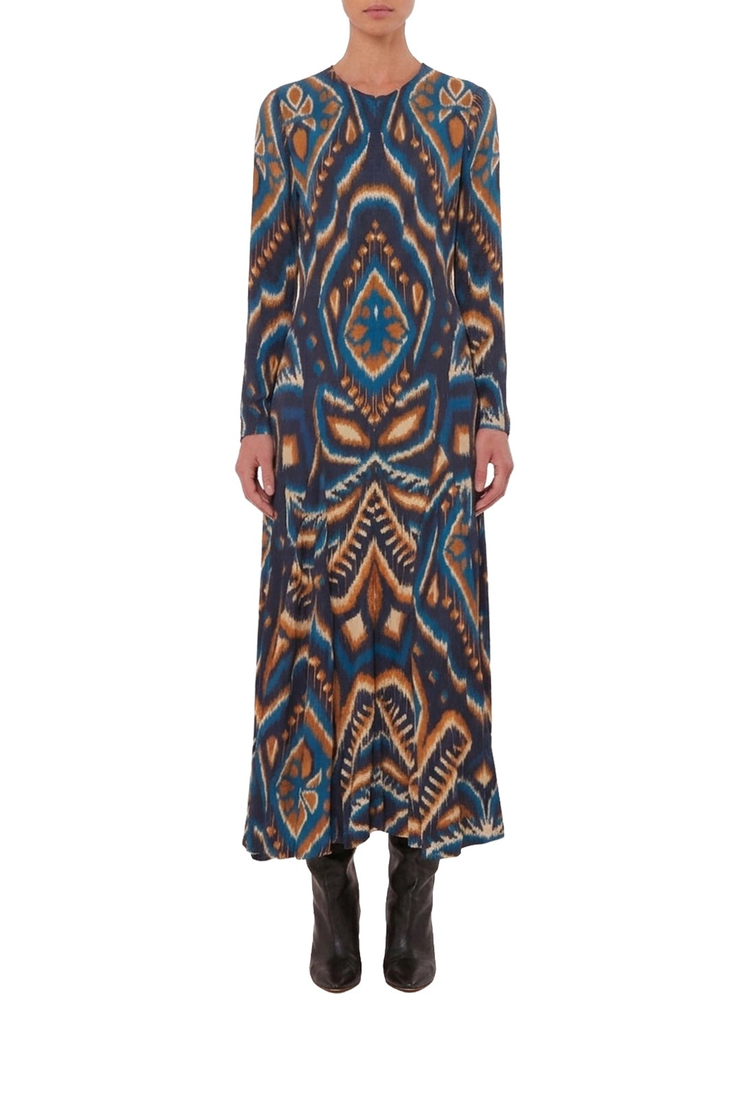 Robe midi à motif d'ananas - Bleu