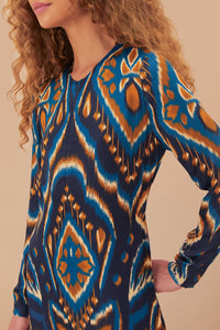Pineapple print maxi dress - Blue