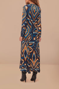 Pineapple print maxi dress - Blue