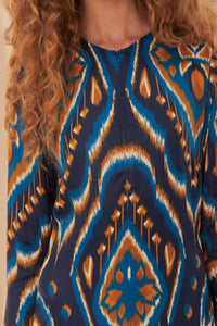 Pineapple print maxi dress - Blue