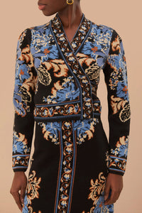 MEDIA OFF LINE_Blouse cache-cœur en maille fleurie - Noir