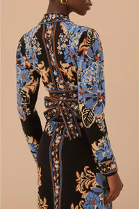 MEDIA OFF LINE_Blouse cache-cœur en maille fleurie - Noir