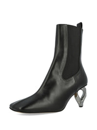Bottines Chelsea À Talon En Chaîne Cousue W en cuir - Black