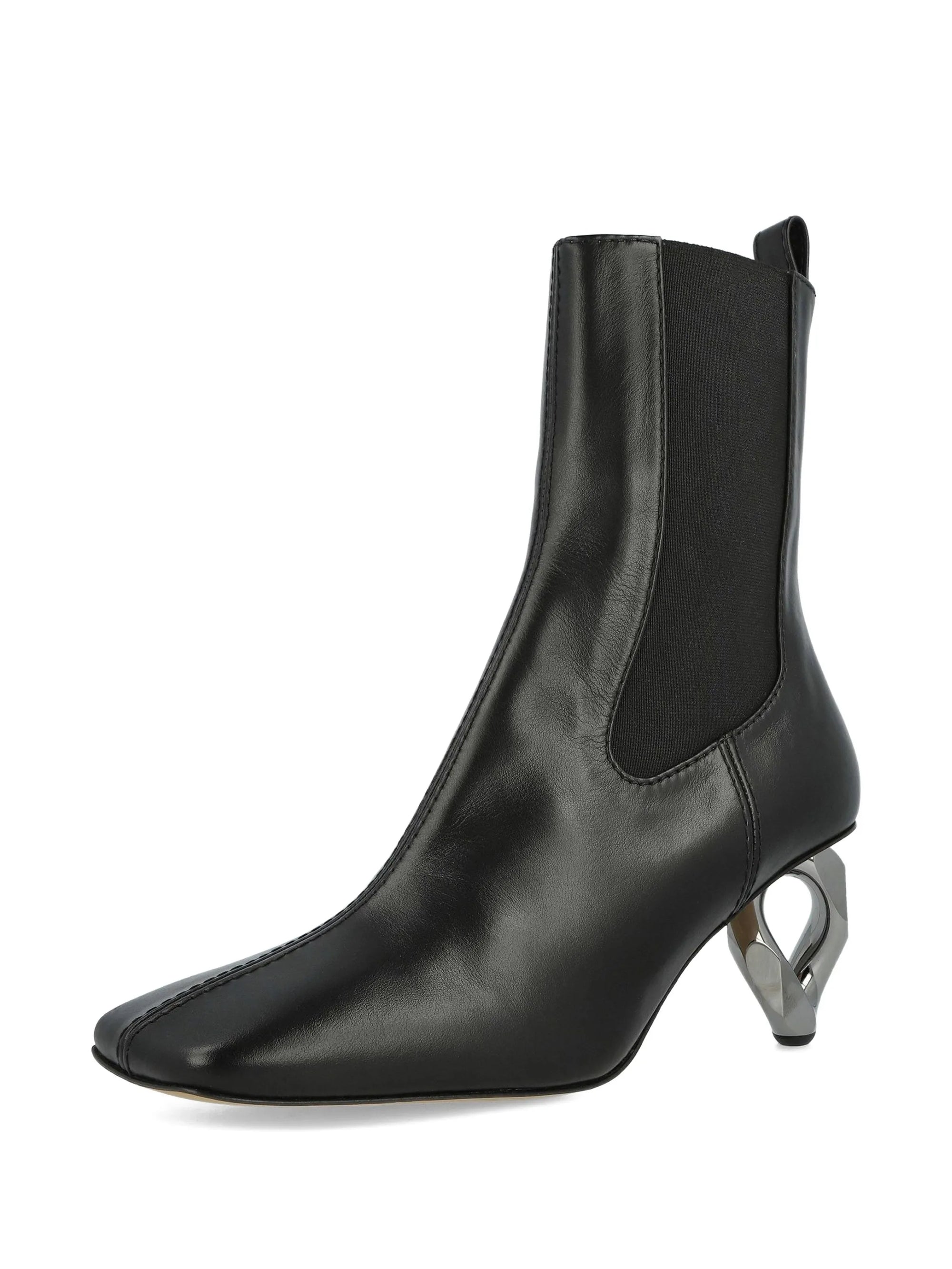 Bottines Chelsea À Talon En Chaîne Cousue W en cuir - Black