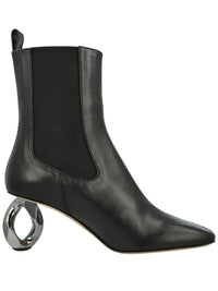 Bottines Chelsea À Talon En Chaîne Cousue W en cuir - Black