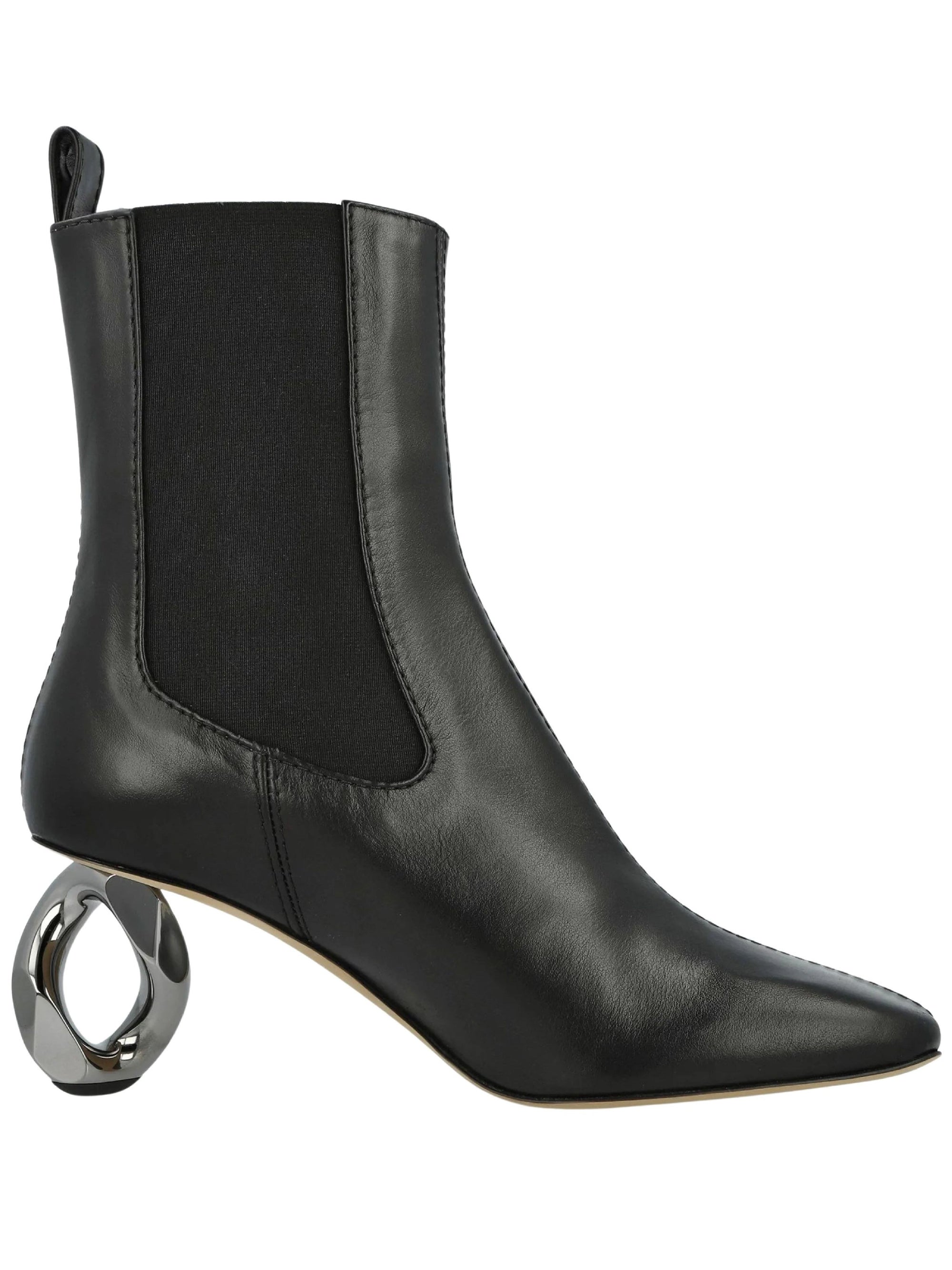 Bottines Chelsea À Talon En Chaîne Cousue W en cuir - Black