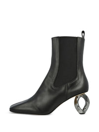 Bottines Chelsea À Talon En Chaîne Cousue W en cuir - Black