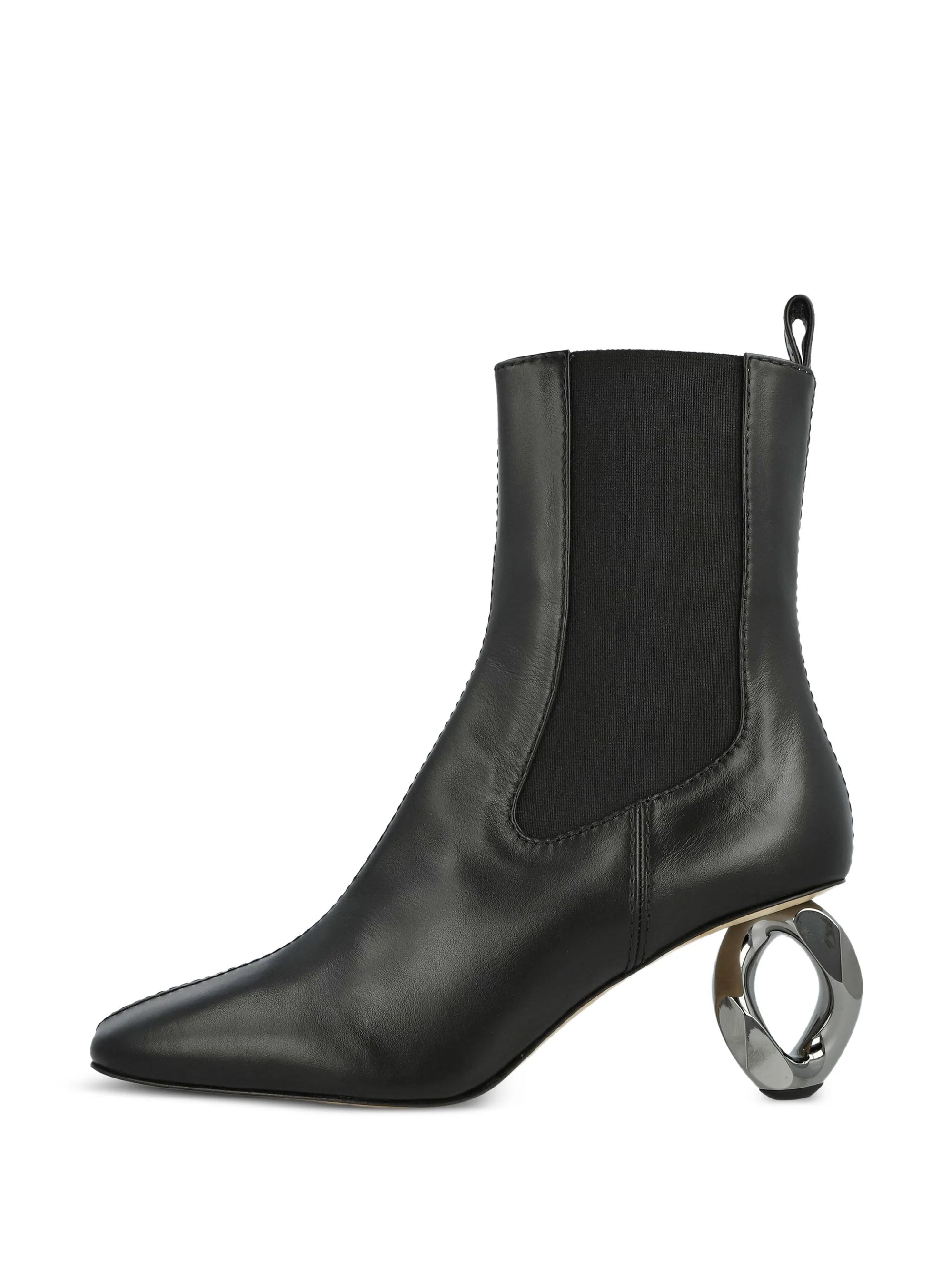 Bottines Chelsea À Talon En Chaîne Cousue W en cuir - Black
