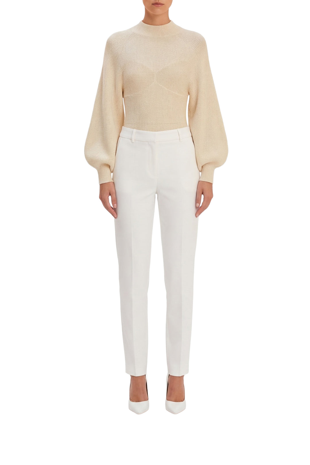 Open-back knitted bodysuit - White