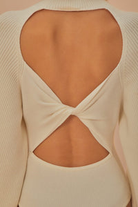 Open-back knitted bodysuit - White
