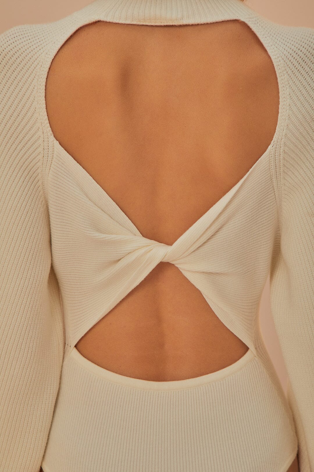 Open-back knitted bodysuit - White