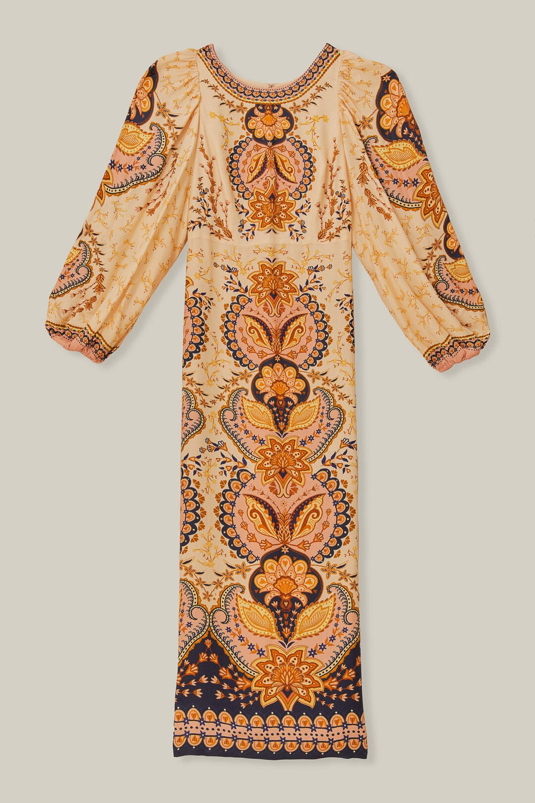Boho maxi dress with puffed sleeves - Beige