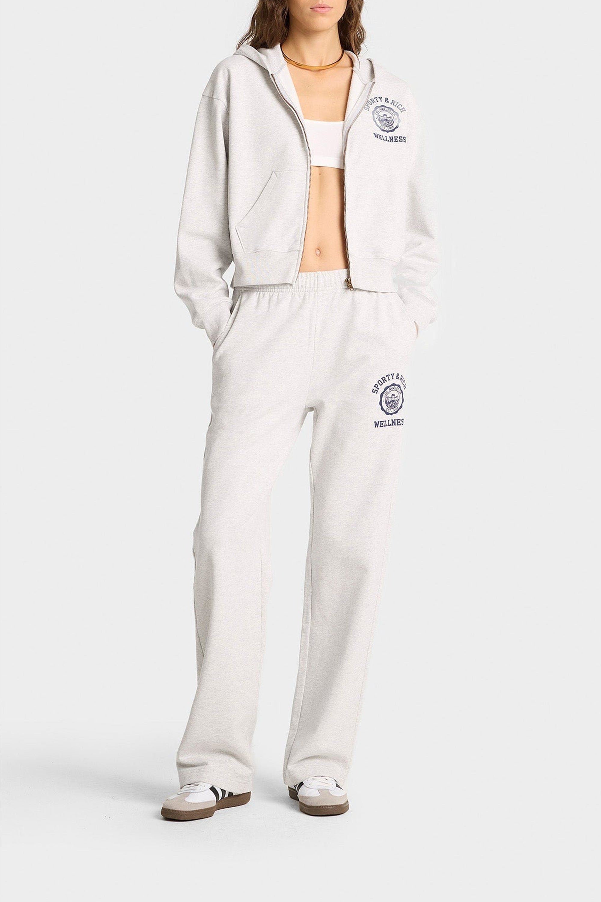 Sweat à capuche zippé avec logo - Heather Gray