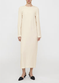 Robe midi à épaules échancrées - Off White