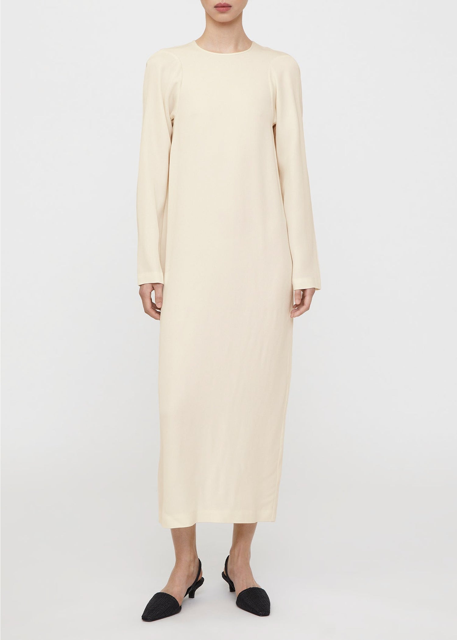 Robe midi à épaules échancrées - Off White