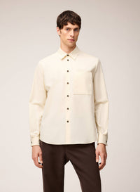 BUTTER POPELINE COTTON STRETCH SHIRT WITH EMBROIDERY