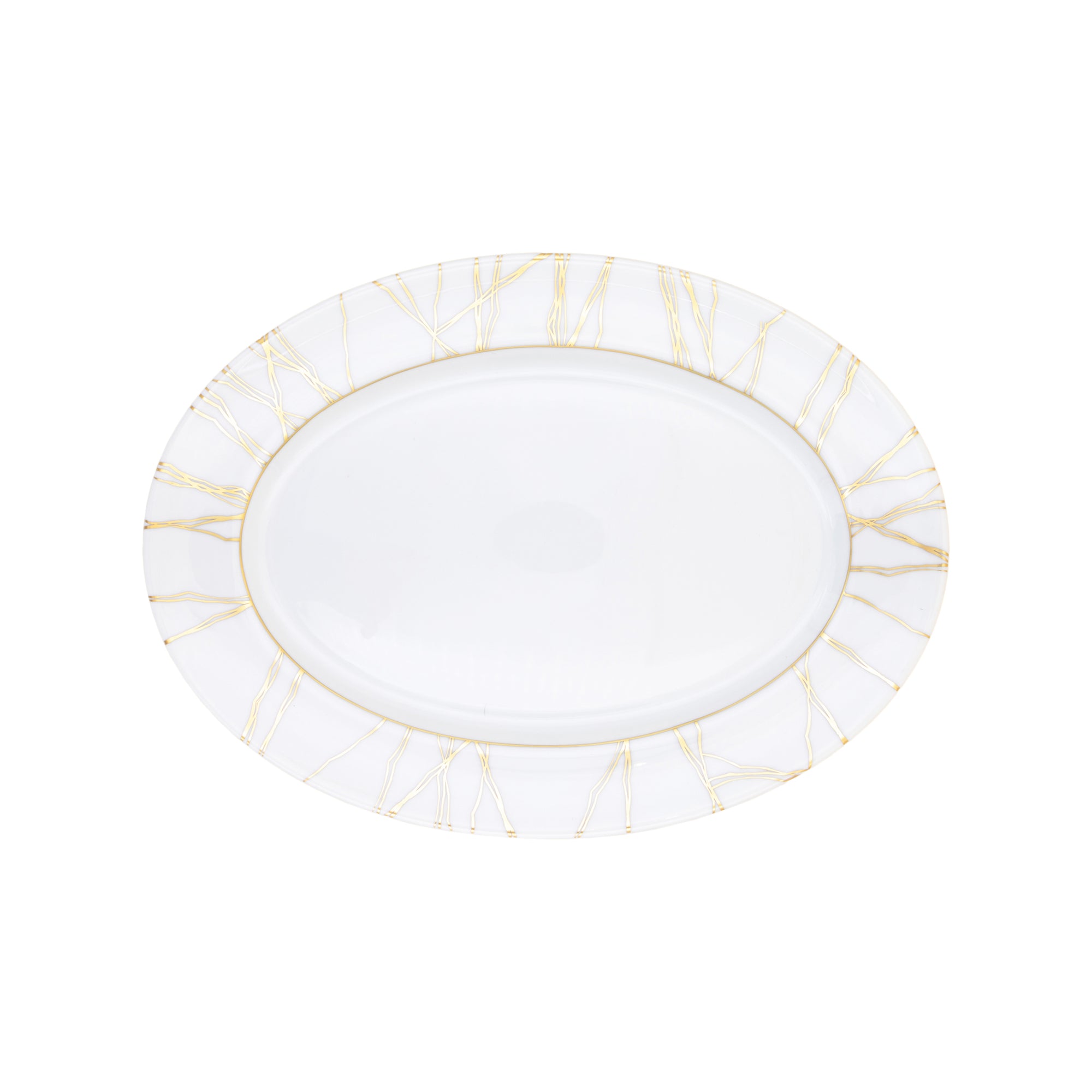 Plat ovale Fil d'or en porcelaine - Or
