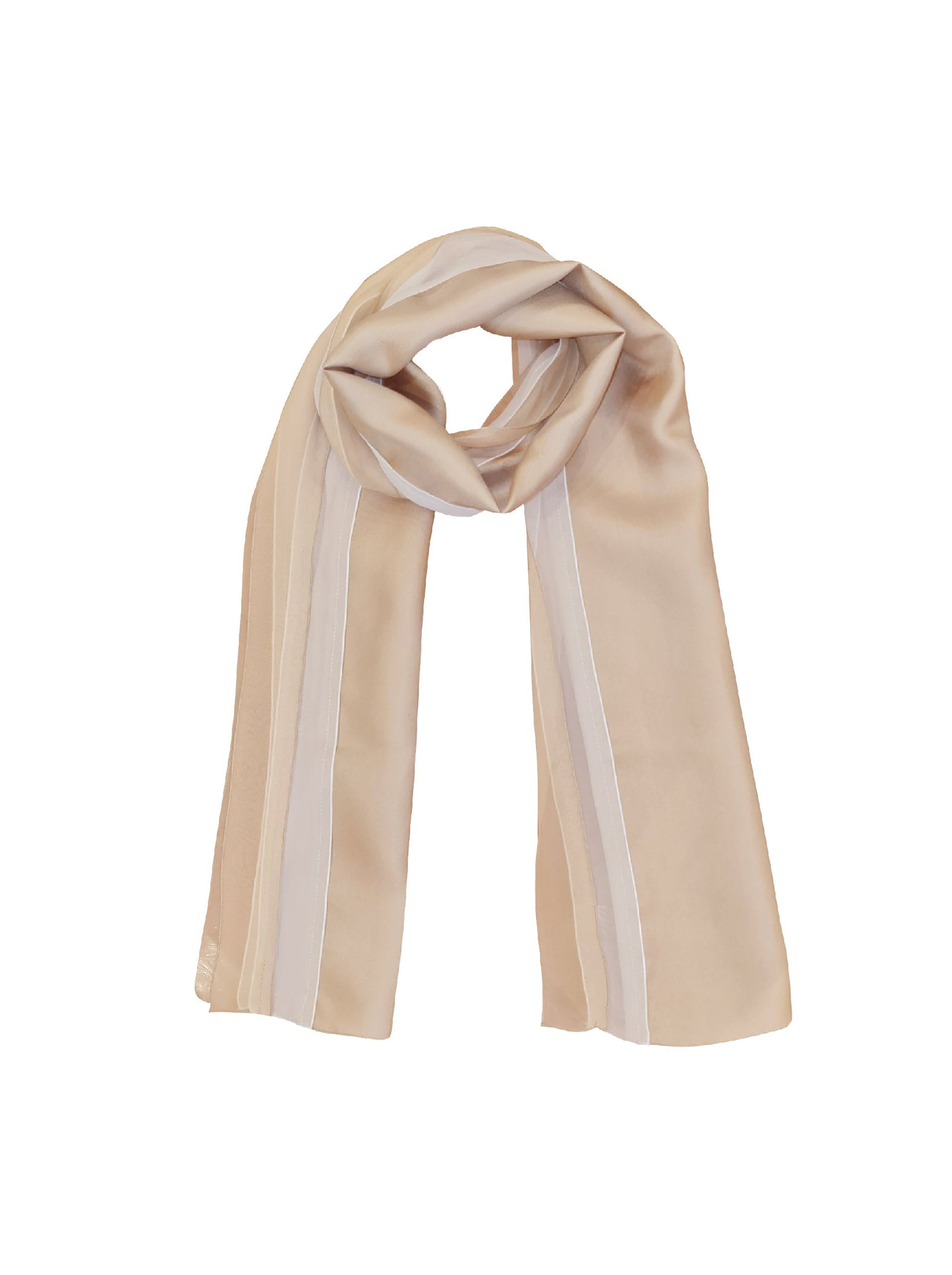 Étole rayée en soie - Multi Beige