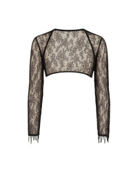 Boléro brodé transparent avec franges - Black