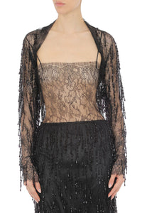 Boléro brodé transparent avec franges - Black