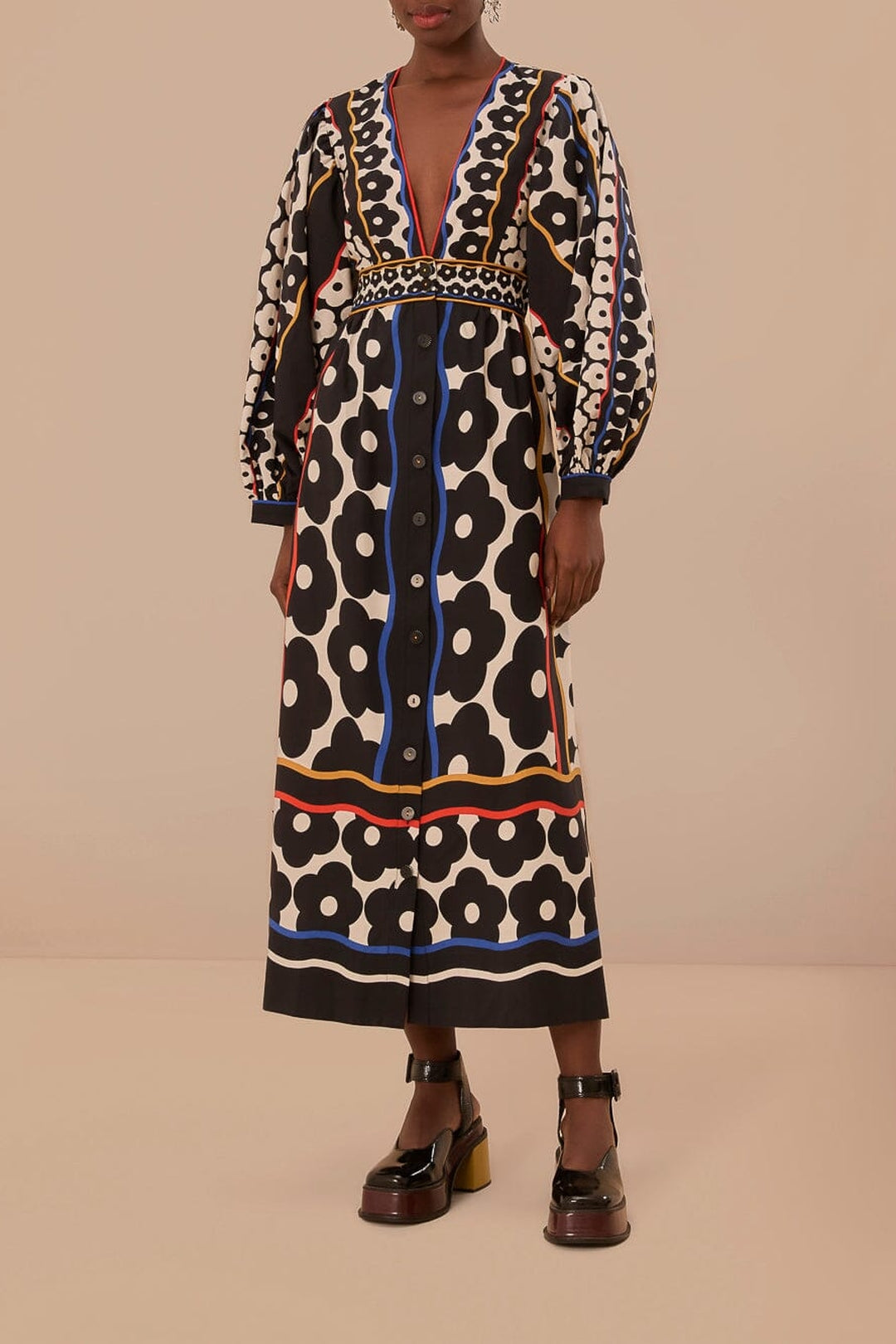 DJV_Farm Daisy Multicolor Robes midi - Farm Daisy Multicolor