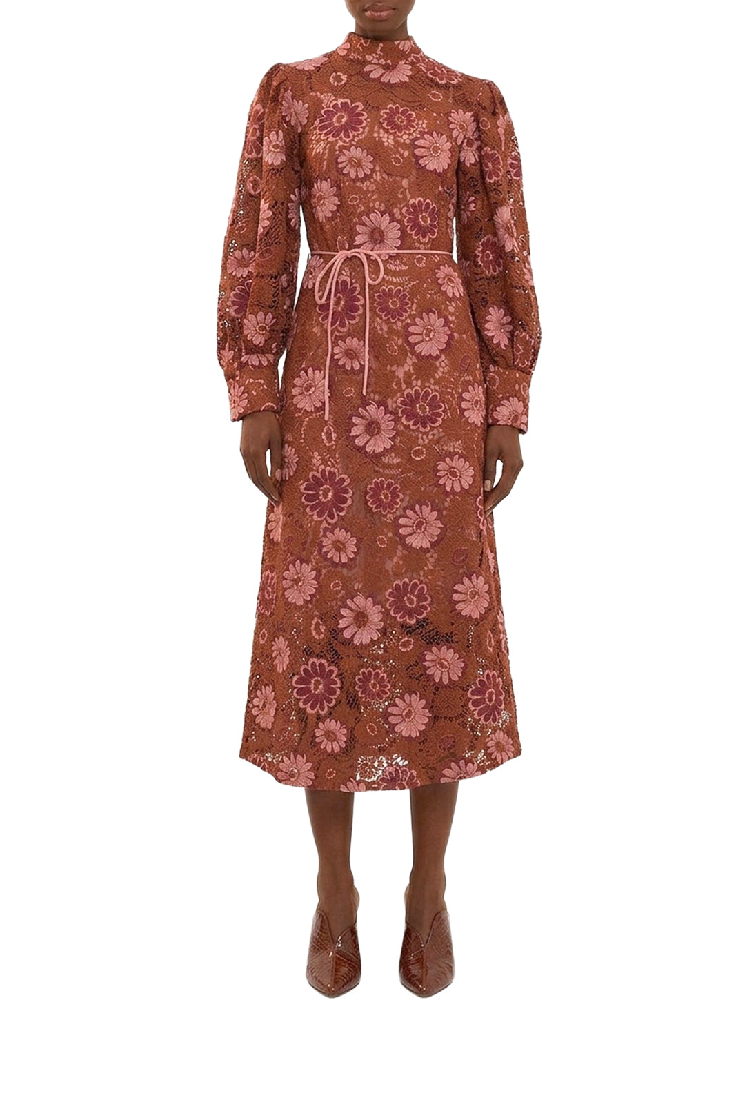 Robe midi Gigi Tapestry en dentelle - Bordeaux
