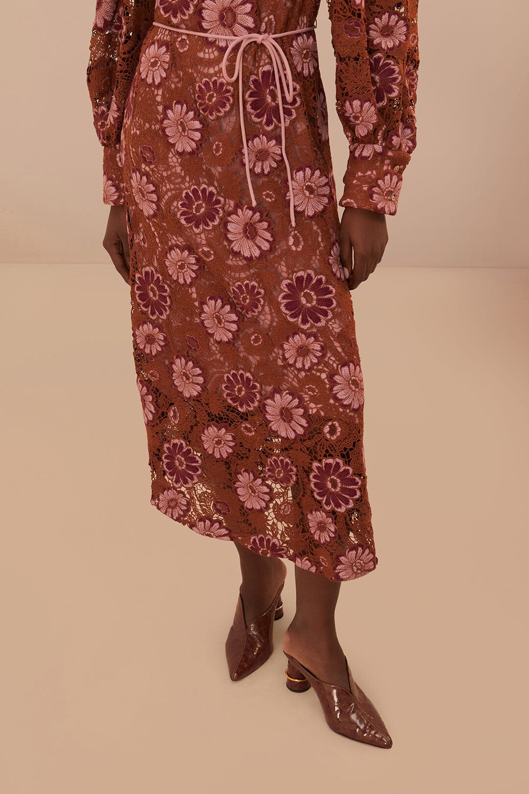 Robe midi Gigi Tapestry en dentelle - Bordeaux