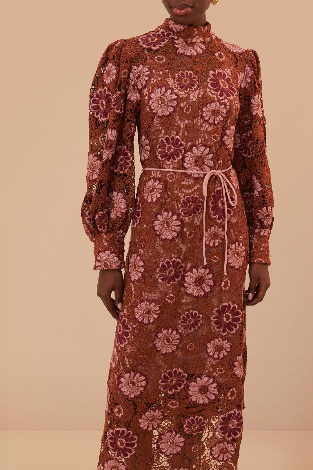Robe midi Gigi Tapestry en dentelle - Bordeaux