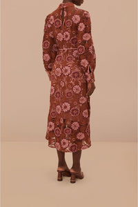 Robe midi Gigi Tapestry en dentelle - Bordeaux