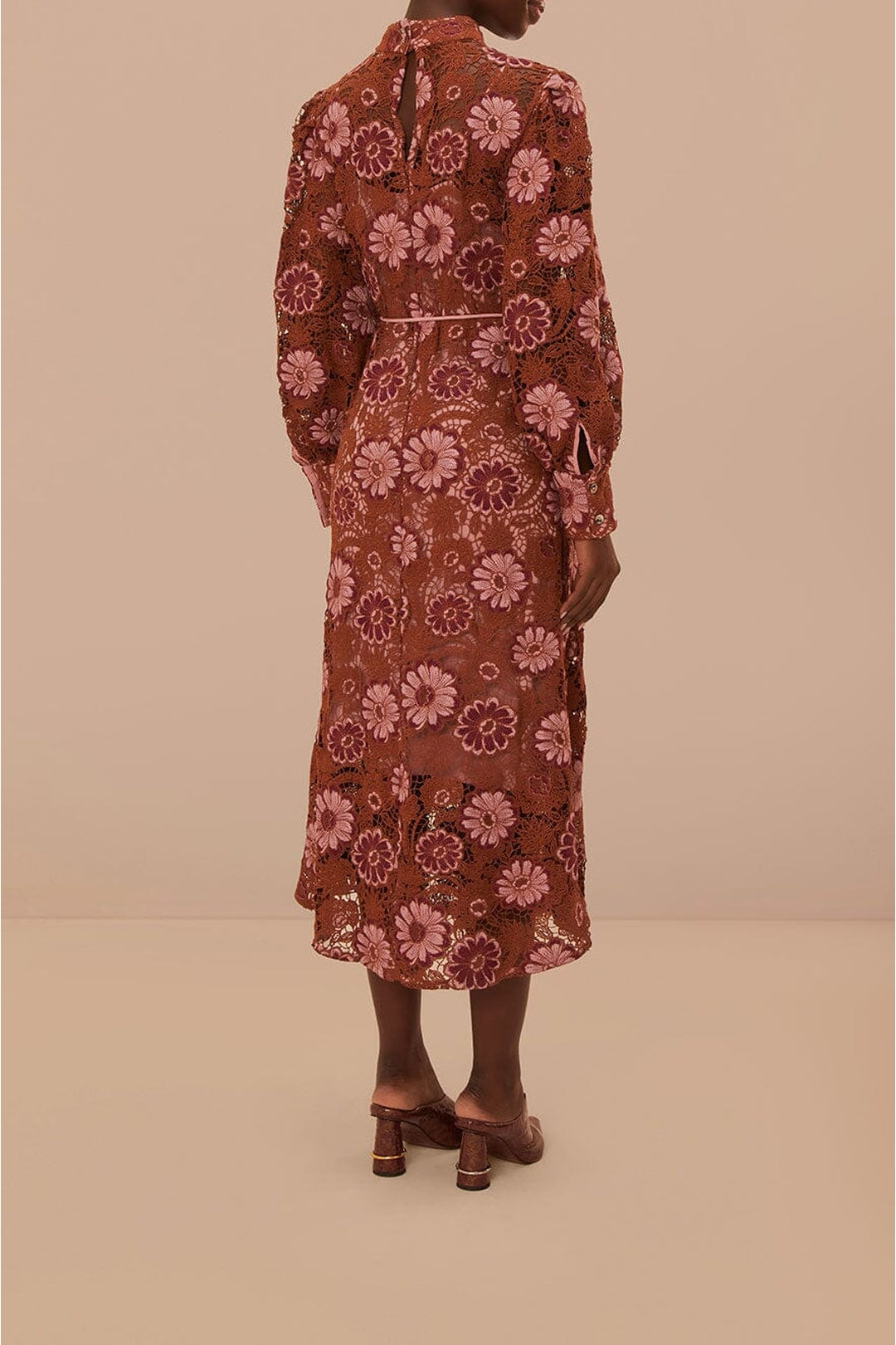 Robe midi Gigi Tapestry en dentelle - Bordeaux