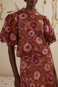 Blouse Gigi Tapestry en dentelle - Marron