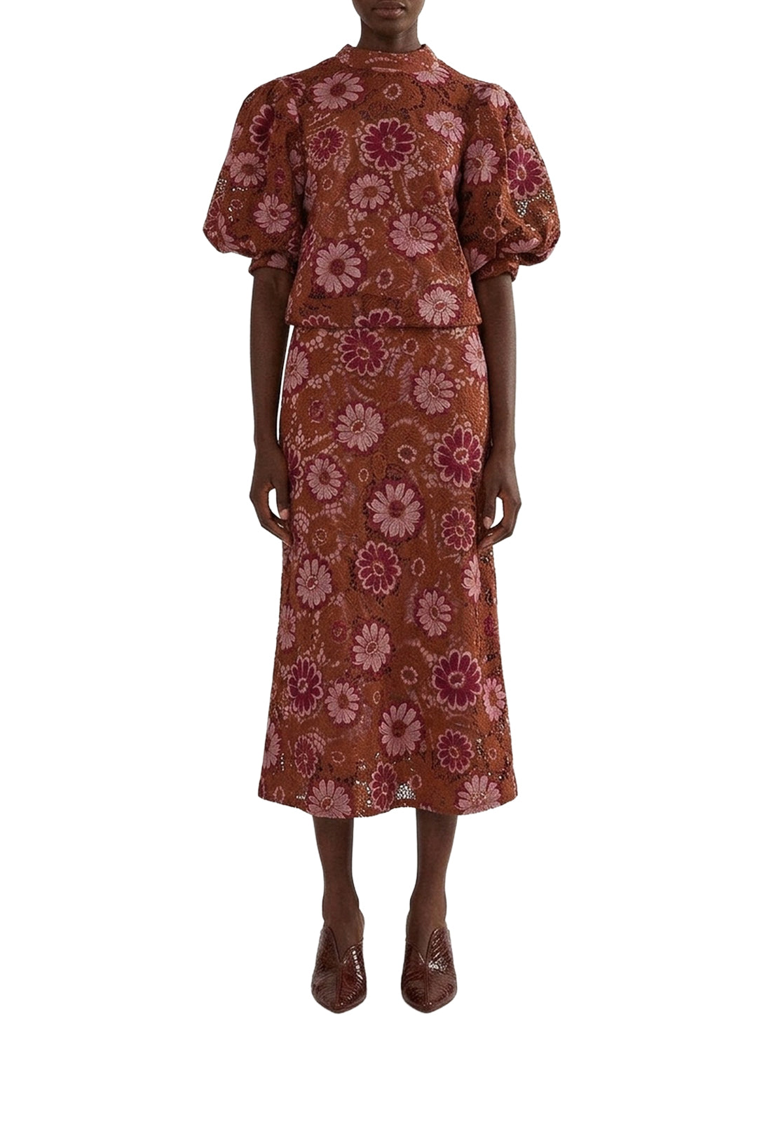 Blouse Gigi Tapestry en dentelle - Marron