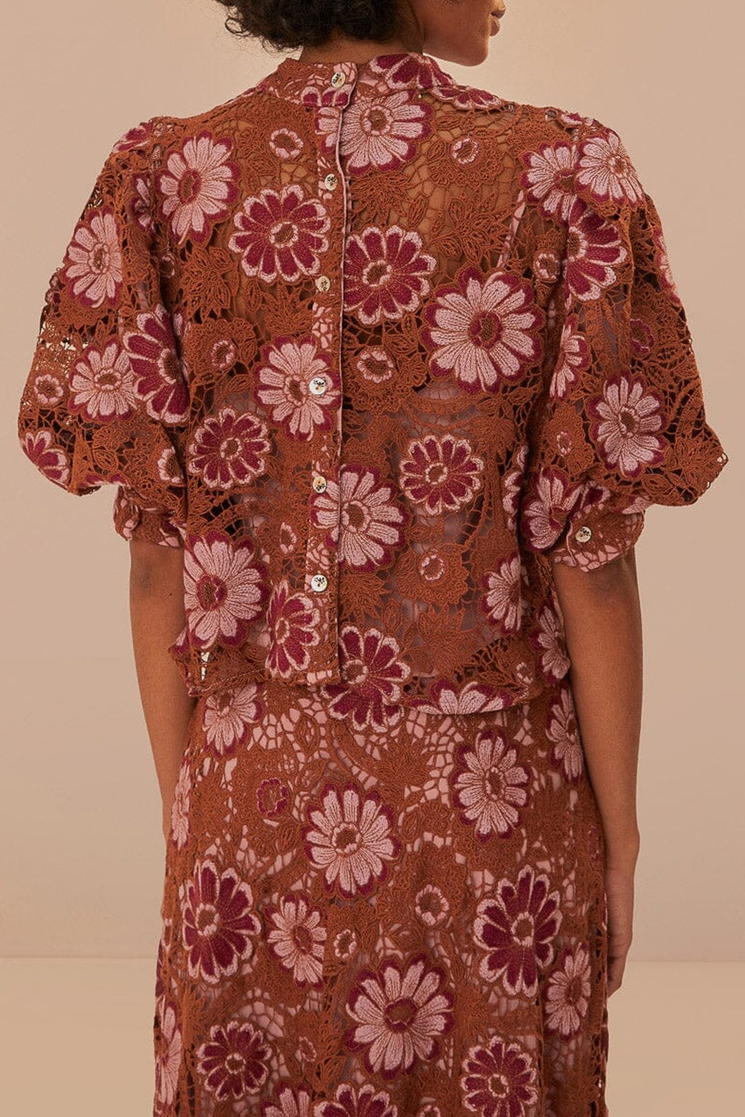Blouse Gigi Tapestry en dentelle - Marron