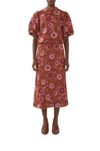Jupe midi Gigi Tapestry en dentelle - Marron