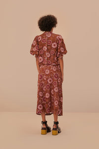 Jupe midi Gigi Tapestry en dentelle - Marron