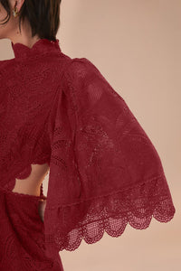 Robe midi Magenta en dentelle ajourée - Bordeaux