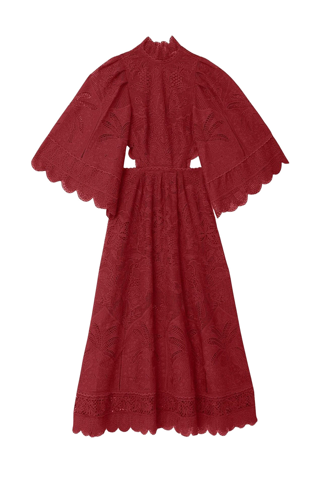 Robe midi Magenta en dentelle ajourée - Bordeaux