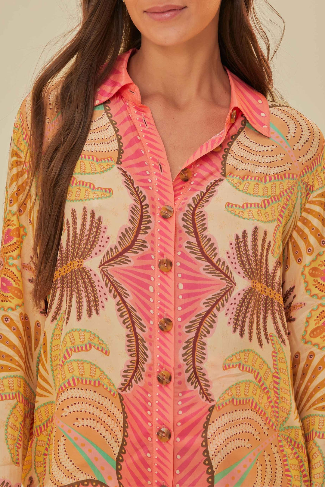 Chemise à motif de palmes - Orange