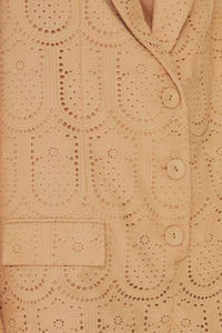 Combi-short ajustée à motif d'œillets en coton - Beige