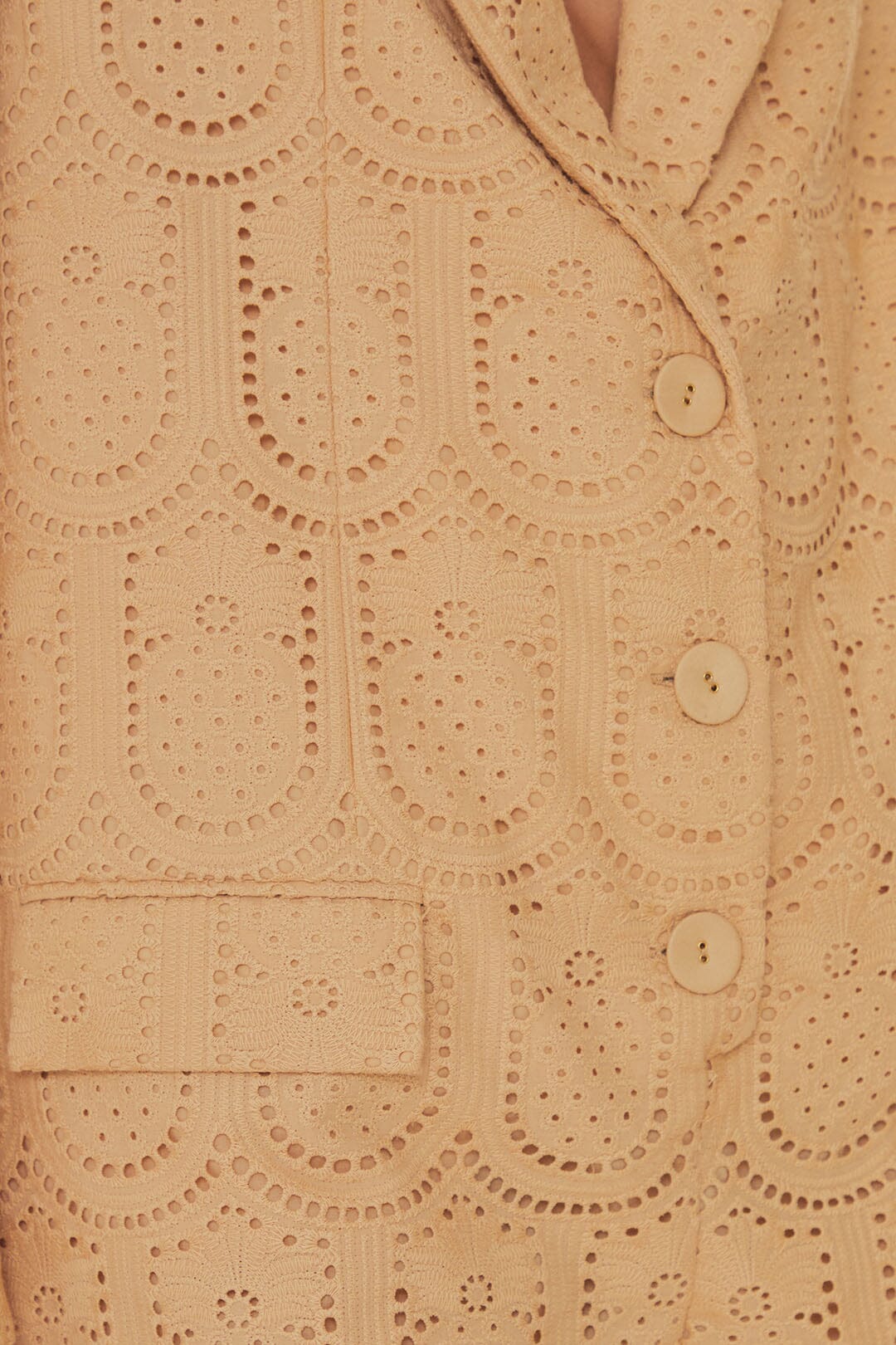 Combi-short ajustée à motif d'œillets en coton - Beige