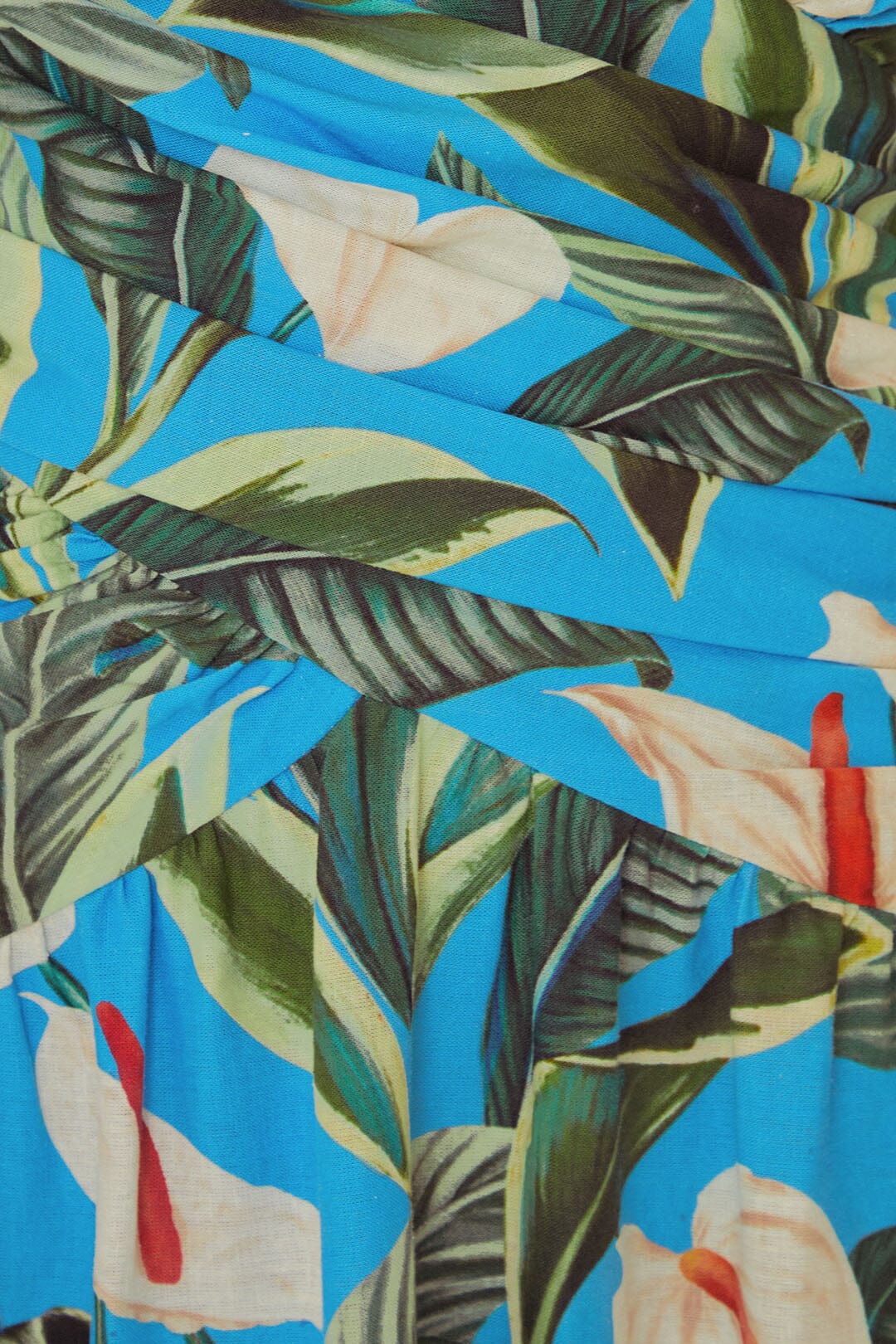 Robe longue croisée Jardin anthurium en lin - Bleu