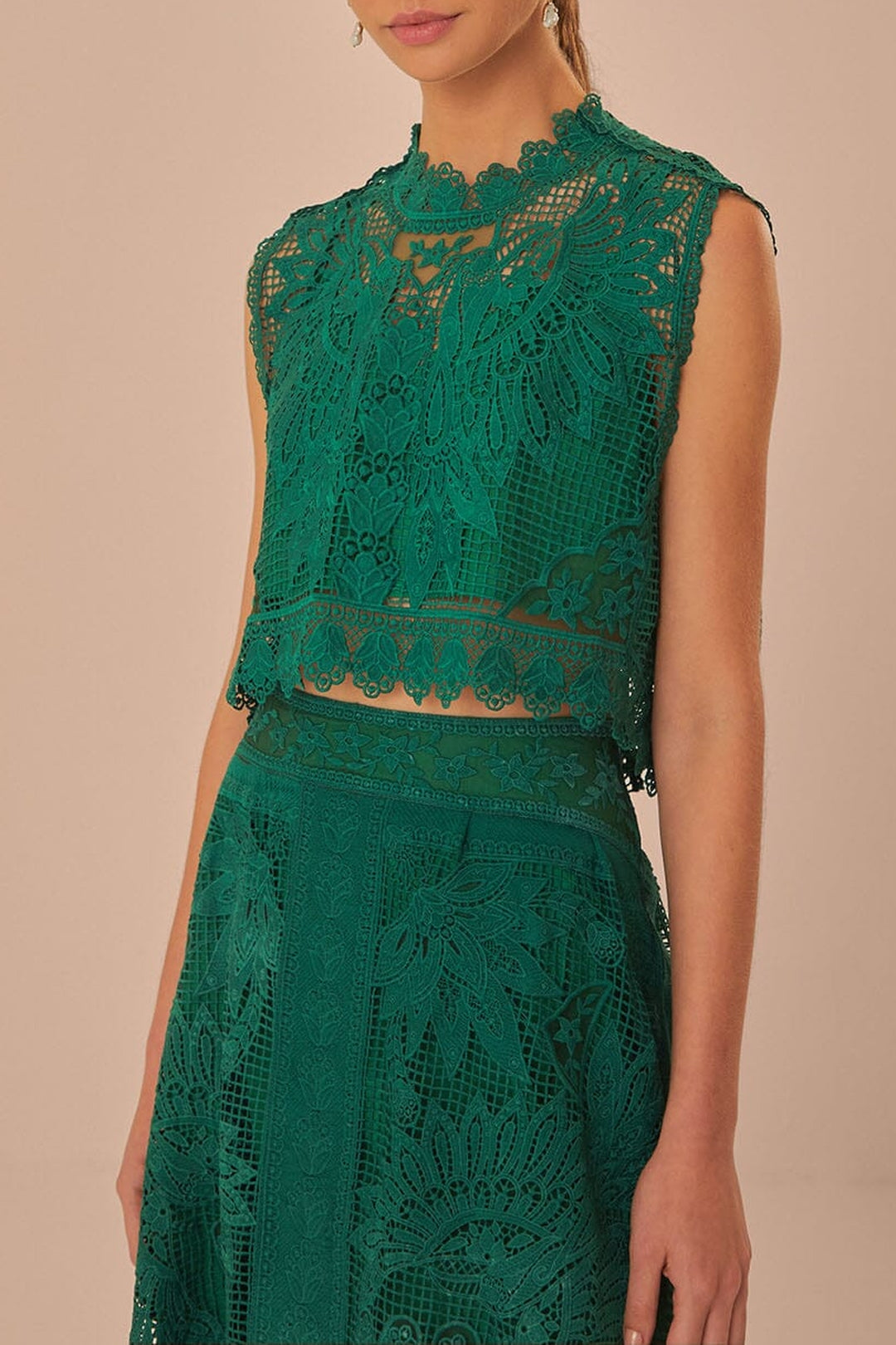 Top sans manches en dentelle - Vert
