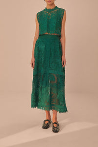 Top sans manches en dentelle - Vert