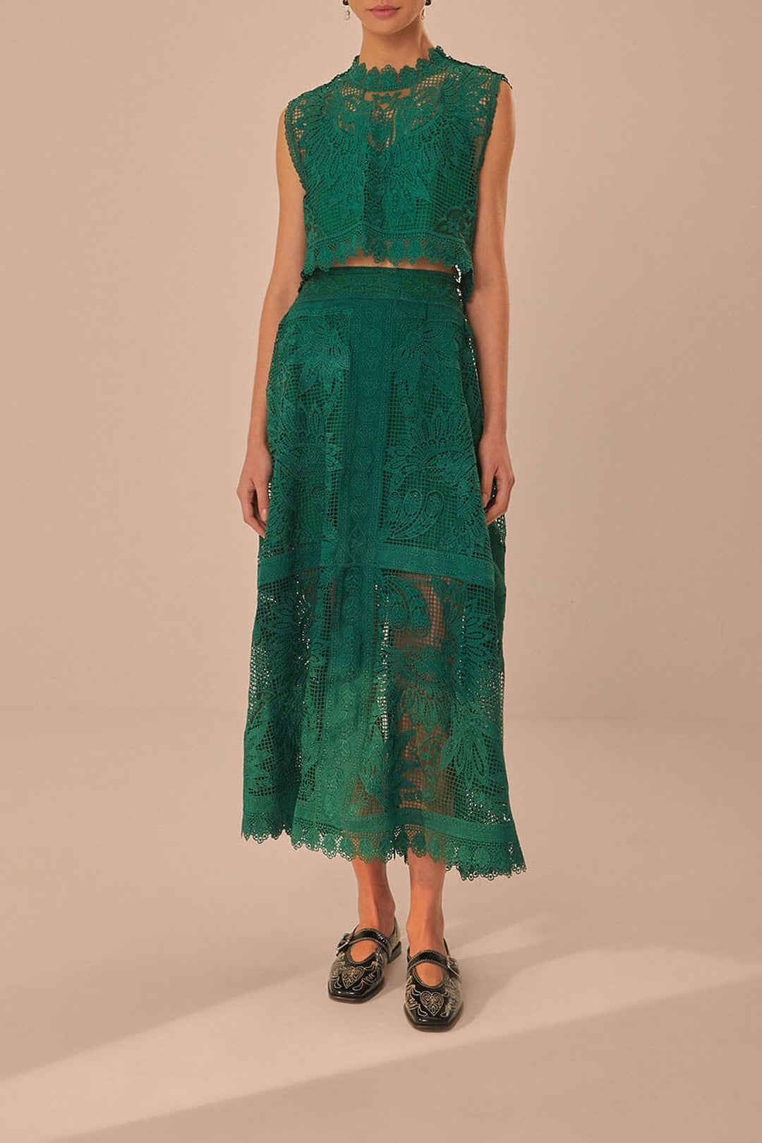 Top sans manches en dentelle - Vert