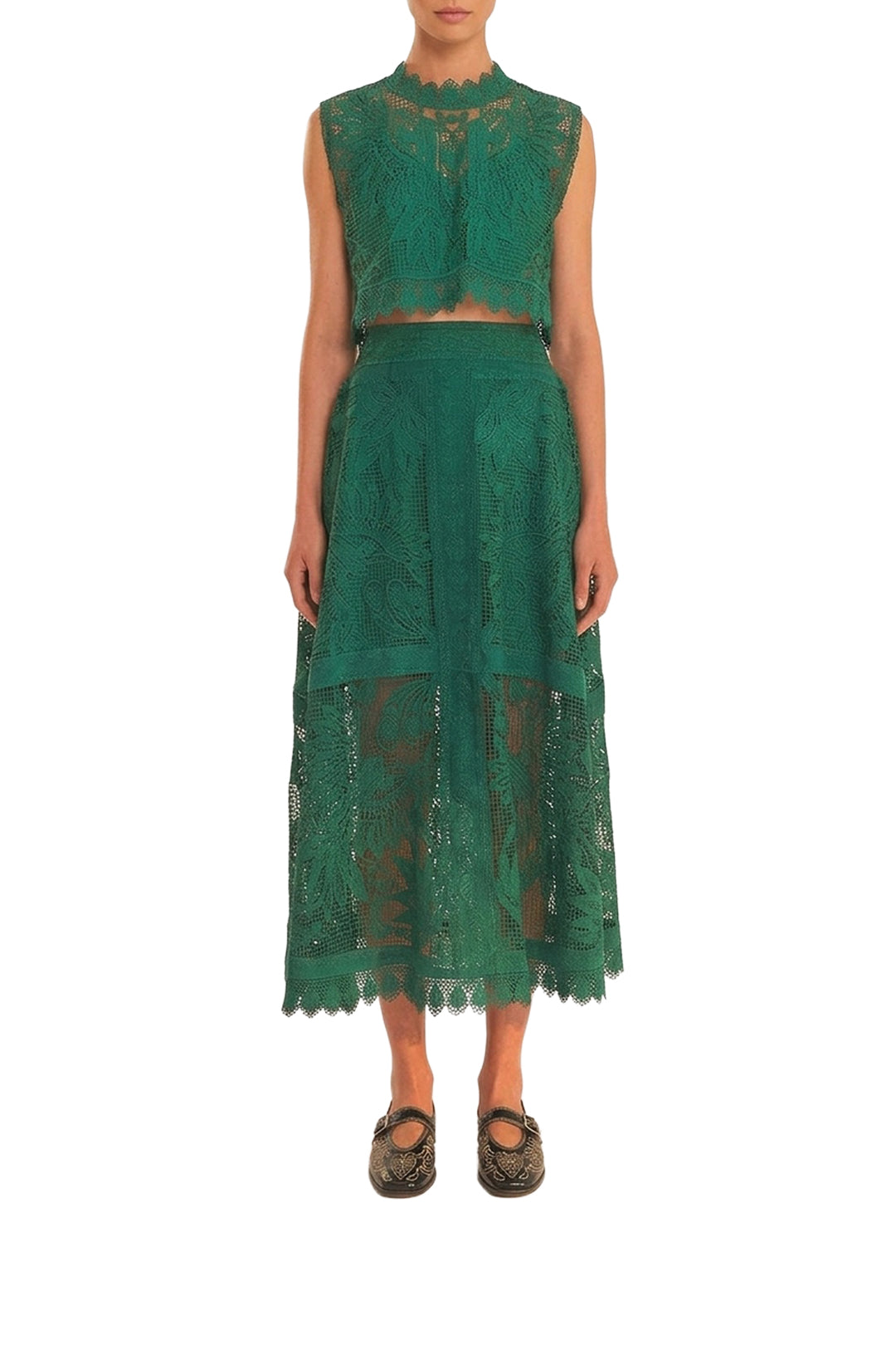 Top sans manches en dentelle - Vert