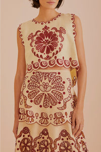 Top court sans manches en lin - Beige